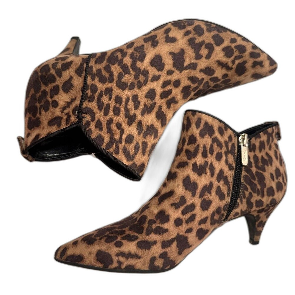 Circus by Sam Edelman Keri Leopard Print Pointed Toe Ankle Booties Women's 7M